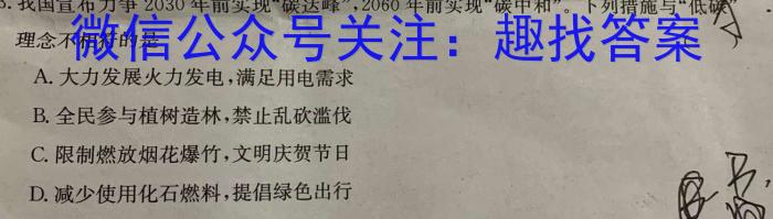 q安徽省2024届九年级阶段评估1L R(一)化学