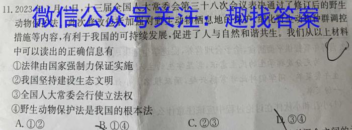 安徽省2023-2024学年度西部地区九年级第三次综合性作业设计政治~