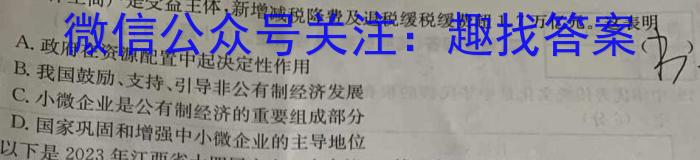 陕西省2023-2024学年度九年级第一学期期中调研（H）政治~