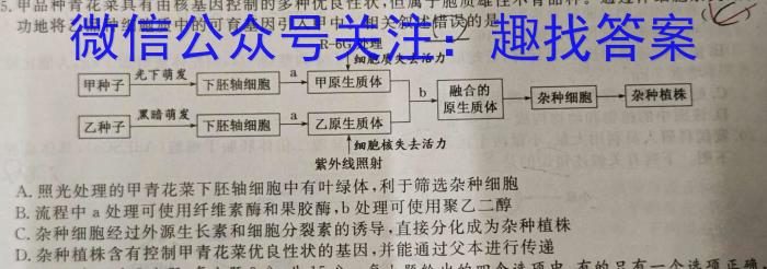 ［开学考］九师联盟2022-2023学年高三教学质量检测（X）生物试卷答案