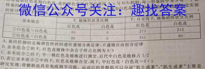 陕西省宝鸡市2024届高三摸底考试试卷（一）【24024C】生物试卷答案