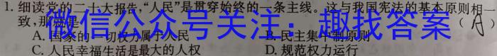 陕西省2024届高三年级8月联考（★）政治试卷d答案