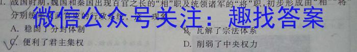 陕西省2024届九年级开学考试历史