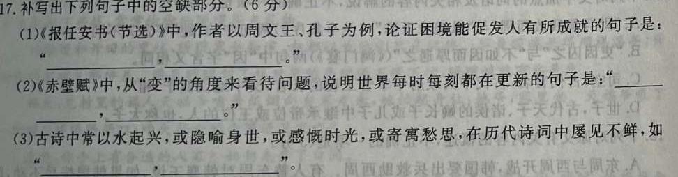 云南师大附中(云南卷)2024届高考适应性月考卷(黑白黑白黑白白黑)语文