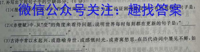 云南师大附中(贵州卷)2024届高考适应性月考卷(黑白黑白黑白白白)/语文