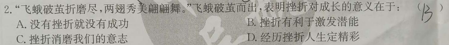 湖北省2024年春"荆、荆、襄、宜四地七校考试联盟"高一期中联考思想政治部分