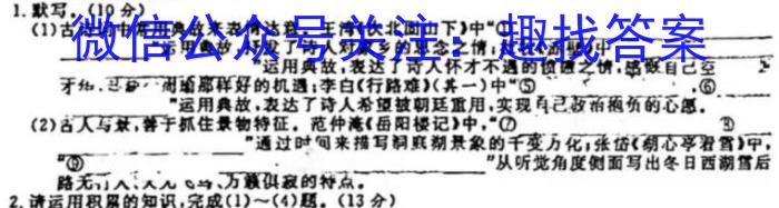 百师联盟2024届高三开学摸底联考（新教材90分钟）语文