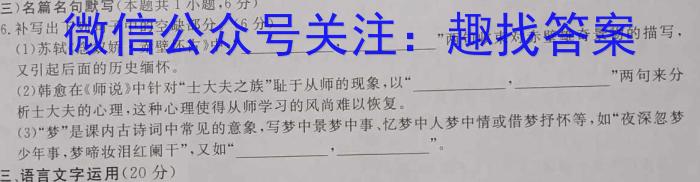2023年皖东名校联盟体高三9月第二次教学质量检测/语文