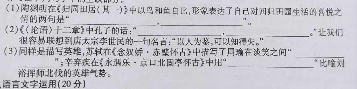 安徽省2023~2024学年度届八年级阶段质量检测 R-PGZX F-AH〇语文