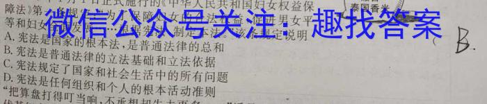 陕西省2023~2024学年度九年级教学素养测评(一) 1L R-SX政治~