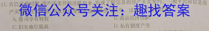 陕西省2023~2024学年度九年级第一学期开学收心检测卷历史