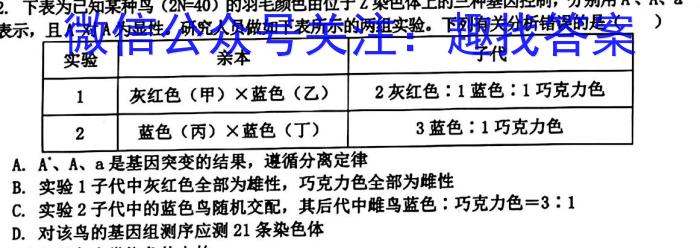2024-2023学年内蒙古高二考试7月联考(标识◇)生物