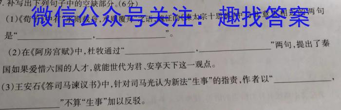 衡水金卷先享题2023-2024高三一轮40分钟复习单元检测卷 新教材三语文