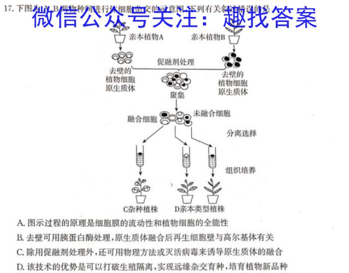 衡水金卷先享题2023-2024高三一轮40分钟复*单元检测卷 新教材三生物试卷答案