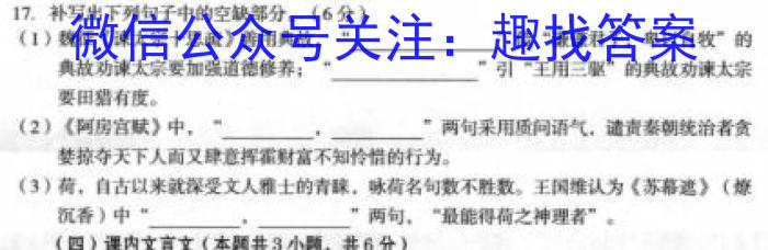 黔东南州2022-2023学年度七年级第二学期期末文化水平测试语文