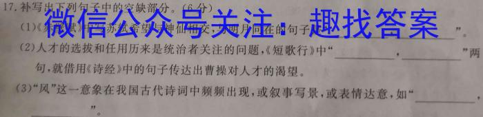 福建省漳州市2022-2023学年(下)高二期末高中教学质量检测语文