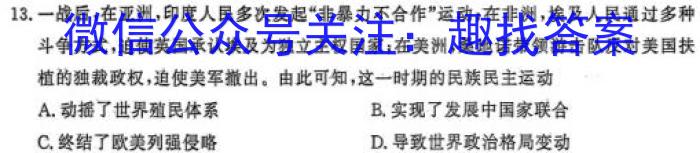 全国名校大联考·2023~2024学年高三第一次联考(XGK)历史