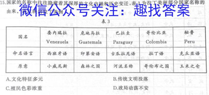 湖北省2023年十堰市实验中学新生入学测试适应性模拟试题（二）历史