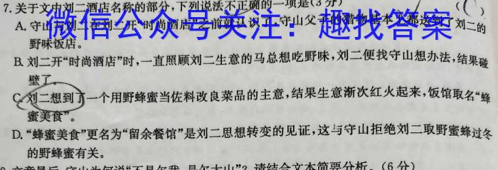 江西省新余市2023-2024学年度实验中学初三入学（考试）测试语文