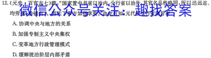 炎德 英才大联考2024届高三暑假作业检测试卷(CJ)历史