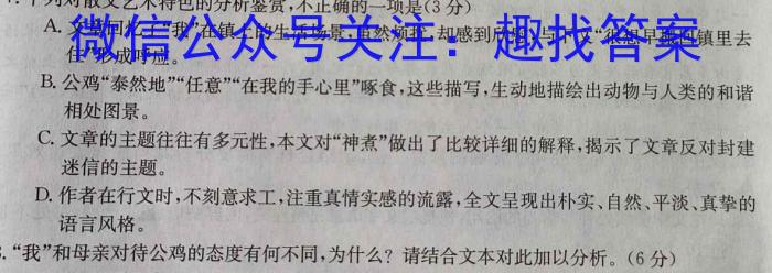 2024届河南省顶尖计划高三联考（一）语文