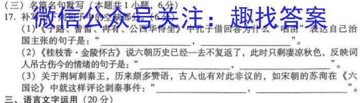 湖北省2023年十堰市实验中学新生入学测试适应性模拟试题（二）语文