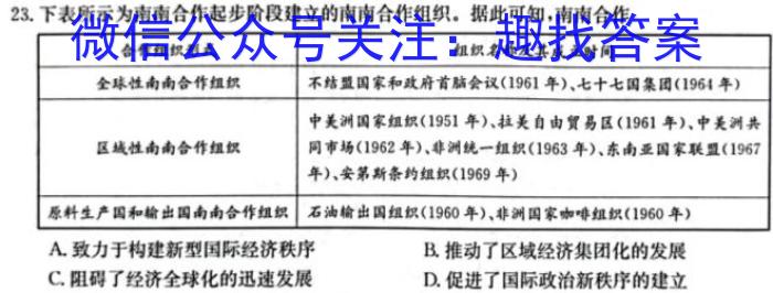 炎德英才大联考 2023-2024学年湖南师大附中2021级高三摸底考试试卷历史试卷