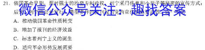 湖北省2023年十堰市实验中学新生入学测试适应性模拟试题（二）历史试卷