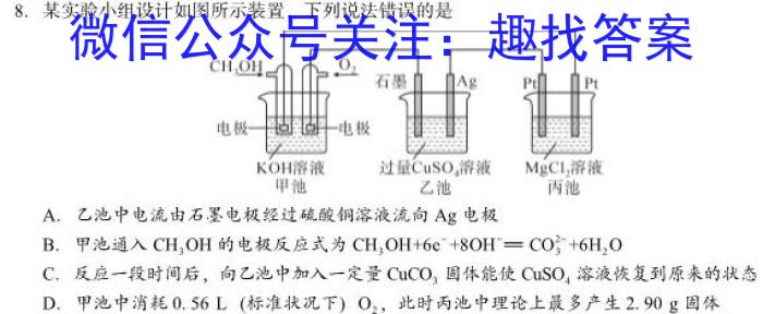 湘豫名校联考2024届高三上学期8月入学摸底考试化学