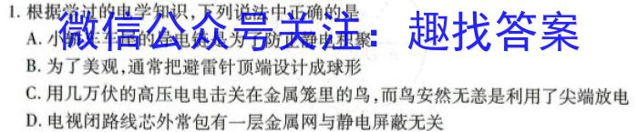 百校大联考 全国百所名校2024届高三大联考调研试卷(一)l物理