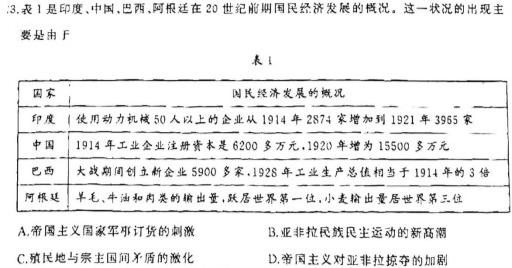 2024届四川省巴中零诊历史