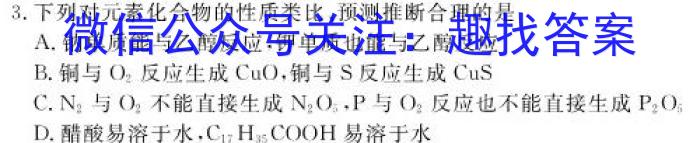 q炎德 英才大联考2024届高三暑假作业检测试卷(CJ)化学