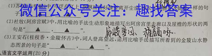 江淮十校2024届高三第一次联考（8月）地理试卷及参考答案语文