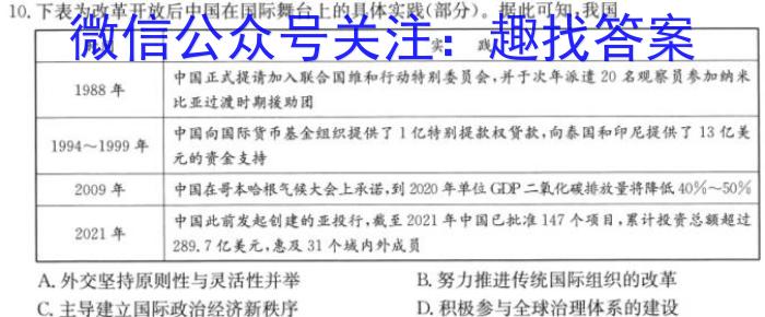 河南2024届高三年级8月入学联考（23-10C）英语试卷及参考答案历史