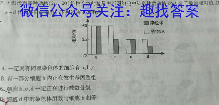 天一大联考·顶尖计划2024届高中毕业班第一次考试(老教材版)生物