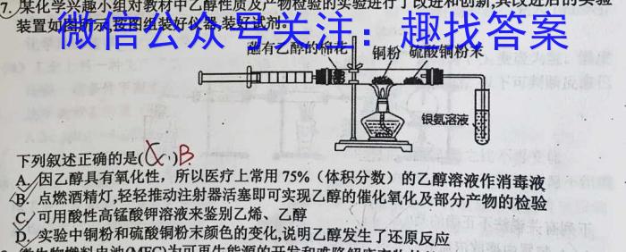 2023-2024学年怀仁一中高三年级摸底考试（24010C）化学