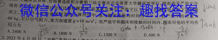 安徽省高二毛坦厂中学2023~2024学年度下学期期末考试(242945D)数学