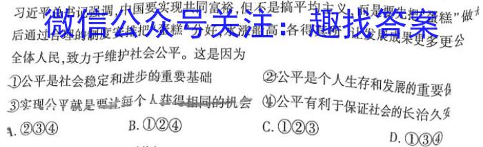 山西省九年级2023-2024学年新课标闯关卷（六）SHX政治1