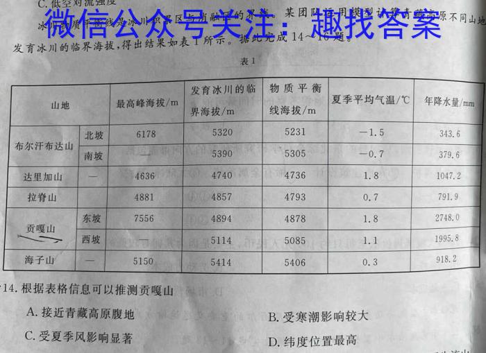 江淮十校2024届高三第一次联考（8月）政治试卷及参考答案地理.