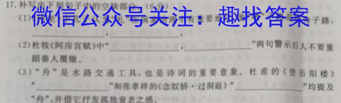 安徽省阜阳市2024/2023（下）八年级期末检测试卷语文