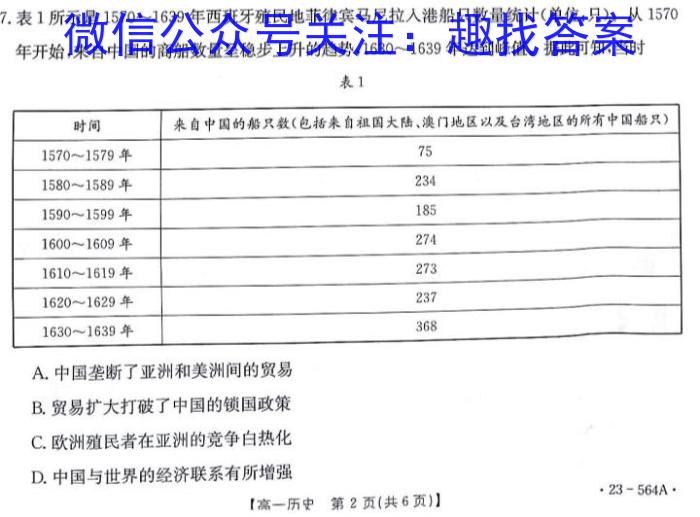 2024届浙江省强基联盟高三仿真模拟(一）23-FX13C历史试卷