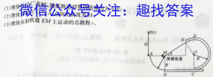 ［衡水大联考］2024届广东省新高三年级8月开学大联考数学试卷及答案q物理