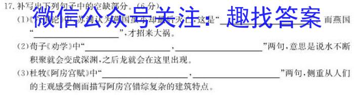 [今日更新]安徽省2023-2024学年高二年级上学期阶段检测联考语文