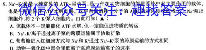 2024届安徽省A10联盟高三开学考试生物试卷答案
