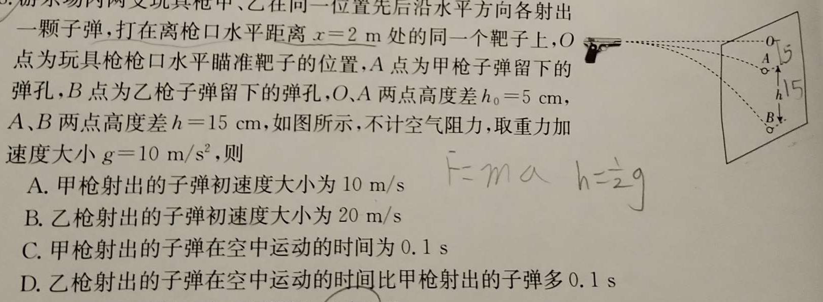 广东省2024届普通高中毕业班第二次调研考试(11月)数学.考卷答案