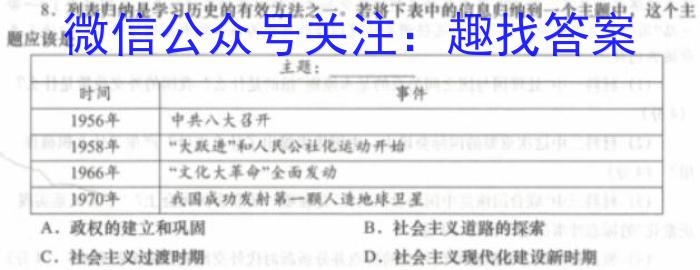 2024届天一大联考顶尖计划 毕业班第一次考试历史