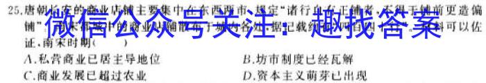 河南省2024届高三名校联考入学摸底考试(24-10C)历史