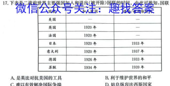 湖北省2024届高三年级8月联考（24-03C）历史