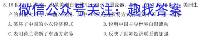 江西省新余市2023-2024学年度实验中学初三入学（考试）测试历史