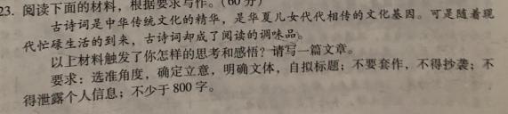 江苏省2023-2024学年九年级学情调研测试语文